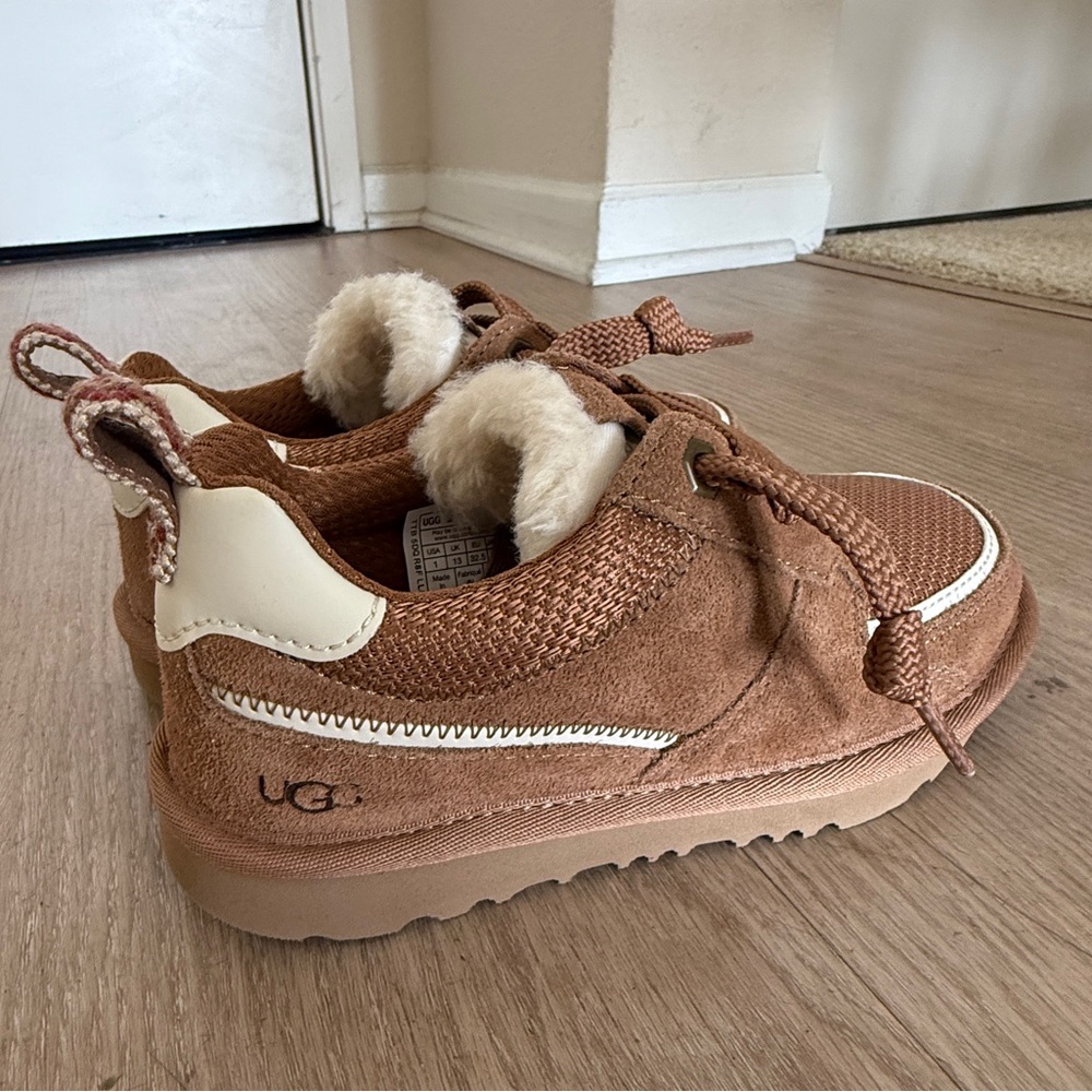 UGG Kids Sneakers Brown Suede & Mesh Shearling Lined NEW Size 1